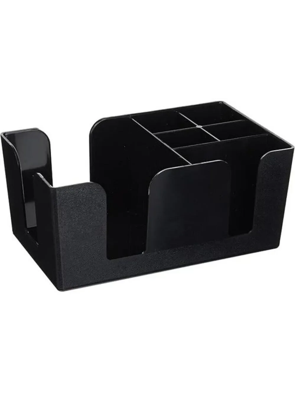 Black Bar Caddy Organizer 6 Compartments for Napkins Straws Condiments Storage
